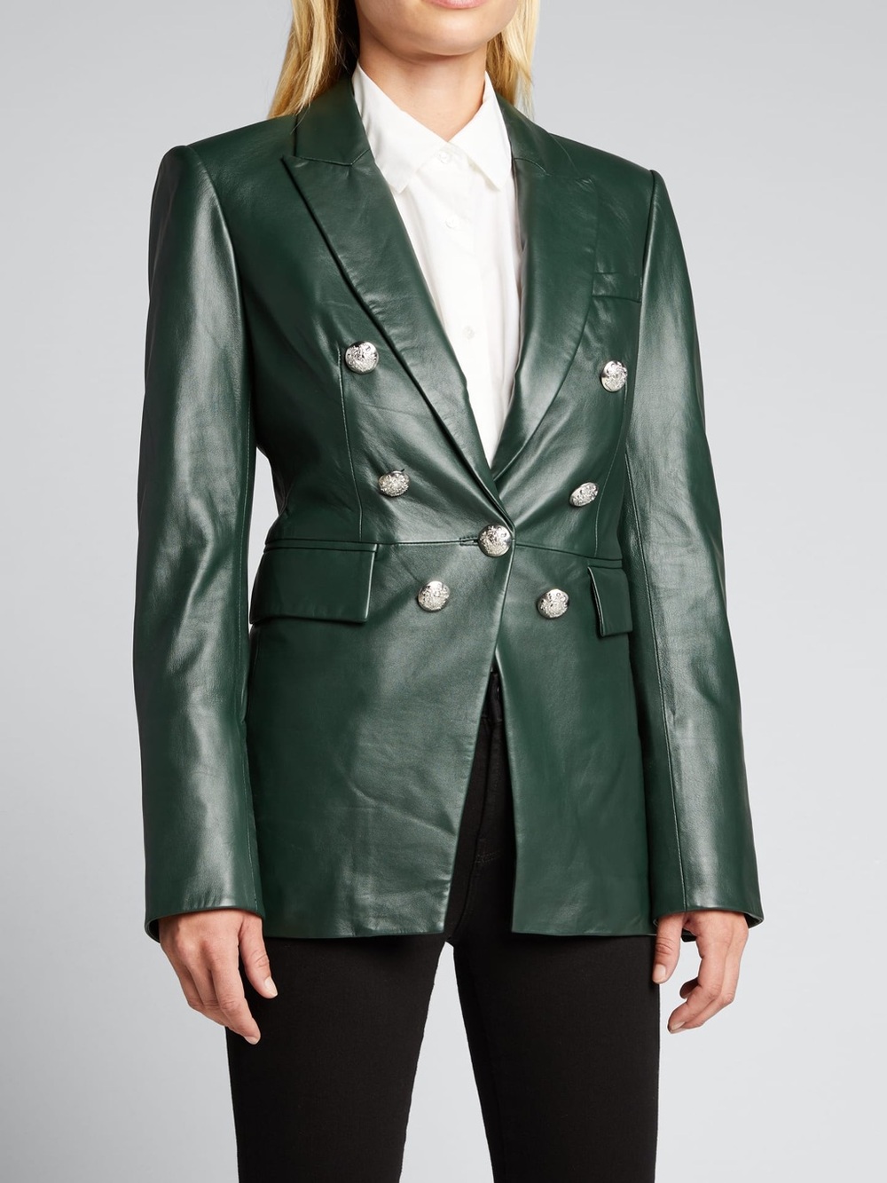 New Veronica Beard lamb leather Gaya jacket Green Sz 16